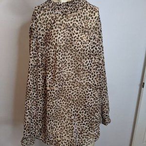 Torrid leopard long sleeve blouse mock neck NWT